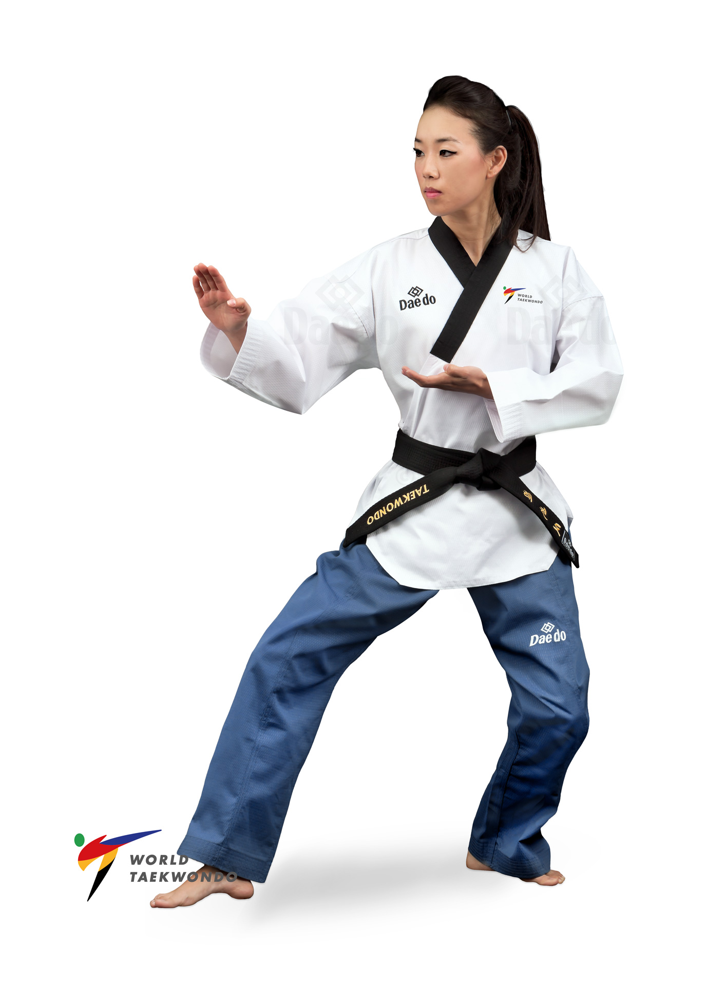 Dobok Taekwondo Dorawon - Brodé Fight - Col Poom - 65% Polyester 35% Coton - Tissu Léger Et Respirant